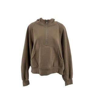 Automet Zip Up Sweatshirt Women's XL Brown EZau190 Long Sleeve Hooded Pockets